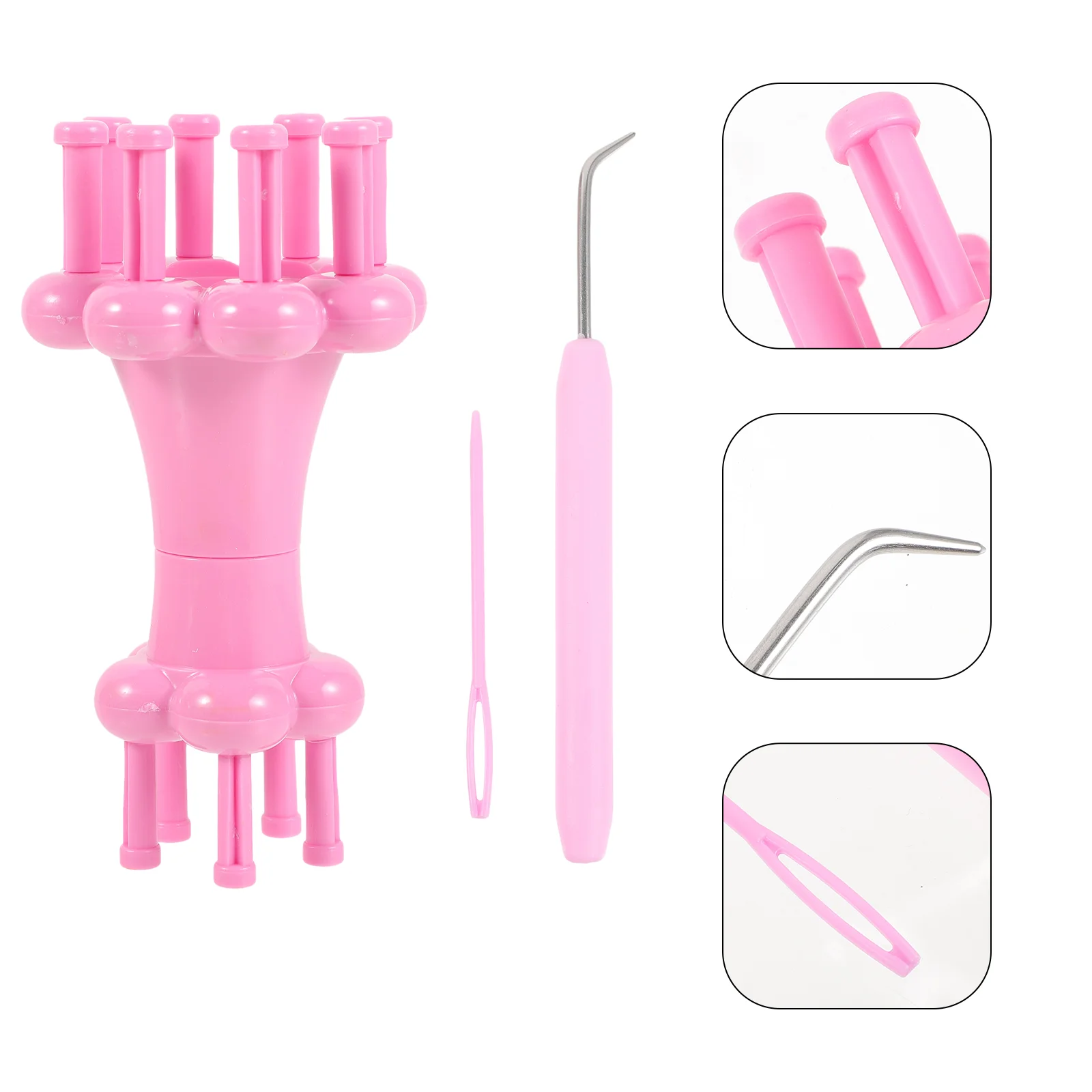 

1 Set Double End Rope Braiding Machine Winding Rope Device Flower Knitting Set Weaving Tools Rosy Rope Knitter