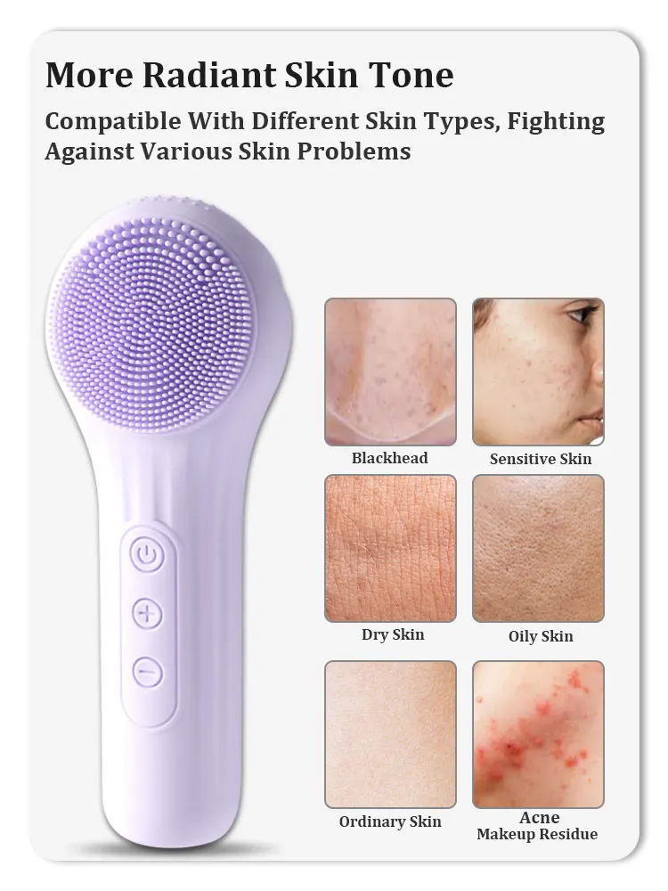 Electric Multifunctional Silicone Face Brush Deep Cleaning Sonic Face Wash Heating Massage Waterproof Household