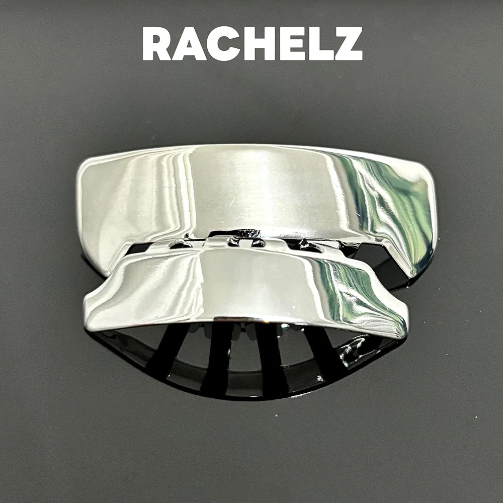 RACHELZ Cyberpunk Smooth Surface Square Teeth Grillz Fangs Hip Hop Futuristic Glossy Tooth Caps For Women Men Jewelry Gift
