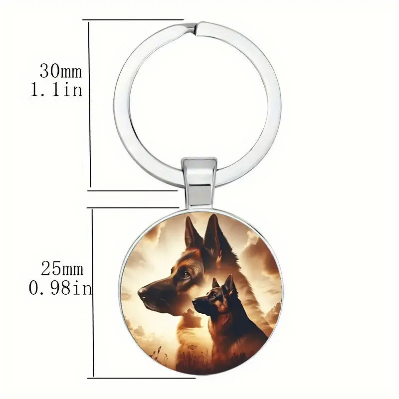 keychain spaniel dog pattern Cabochon glass keychain for men and women, car decoration, wedding, bi