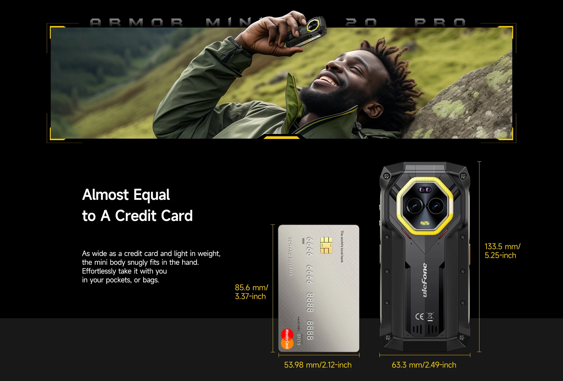 Ulefone Armor Mini 20 Pro 5G NFC 4.7" Rugged 64MP Night Camera Android 14 Smartphone 6200mAh 16GB+256GB Mobile Phone Global