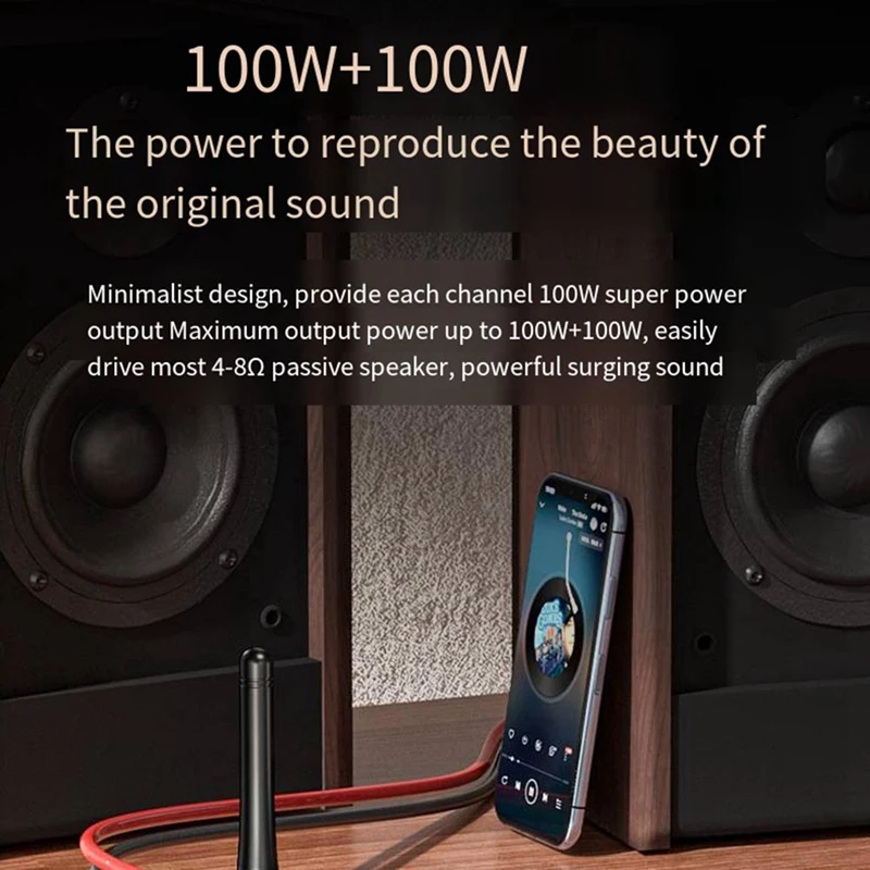 Mini Small Power Amplifier Audio Power Amplifier 100Wx2 Fever-Grade Home Stereo Bluetooth Power Amplifier 5.3 Us-Plug
