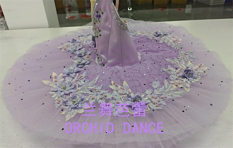 ชุดบัลเลต์นางฟ้าสีม่วงอ่อนสำหรับเด็กหญิง ผู้หญิง และผู้ใหญ่ แบบมืออาชีพ 9 หรือ 12 ชั้น ขนาดสั่งทำพิเศษ สำหรับการแสดง