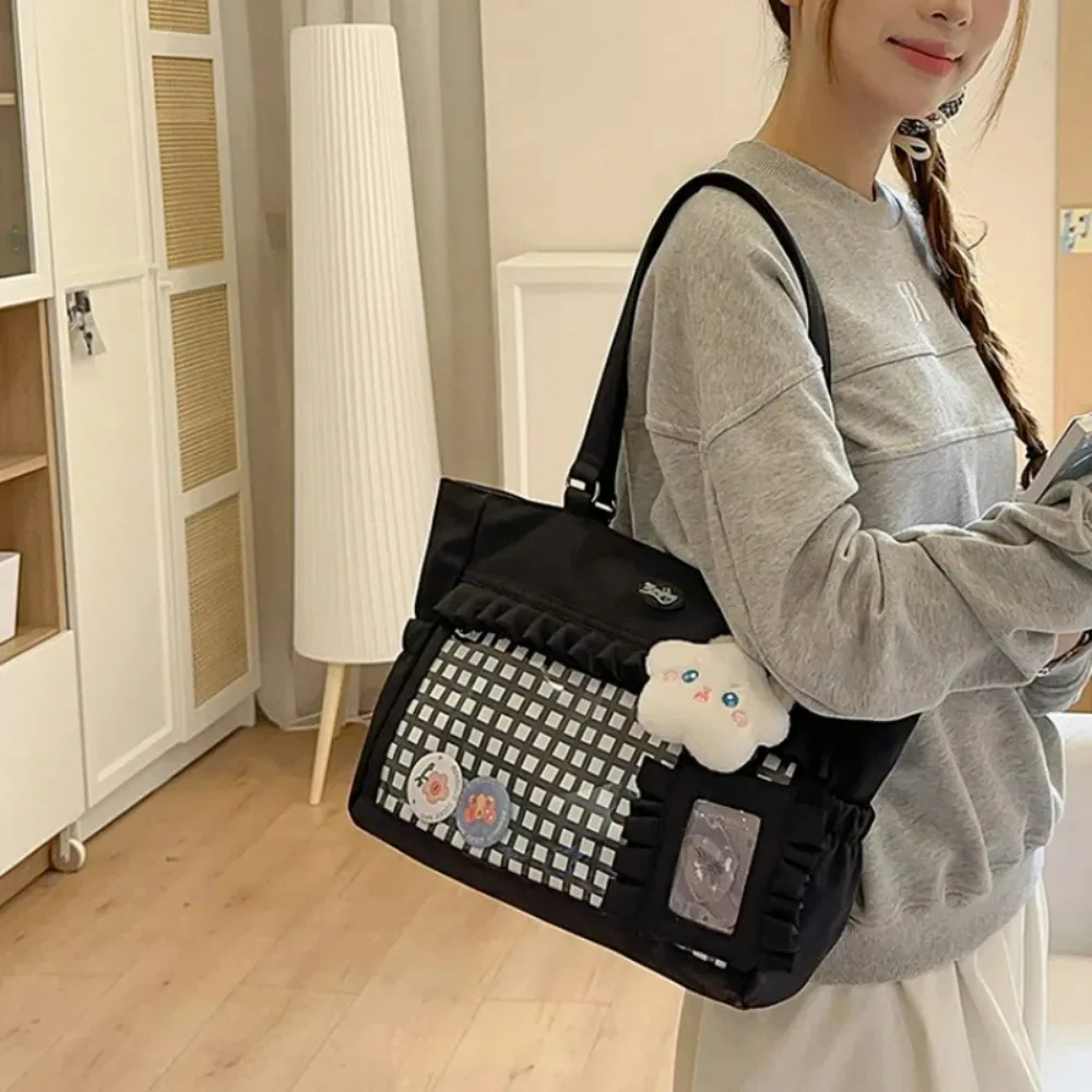 

Girls' Ulzzang Ita Bag New Japanese Sweet Plaid Versatile and Cute College Style School Bag Commuting and Casual Tote Bag