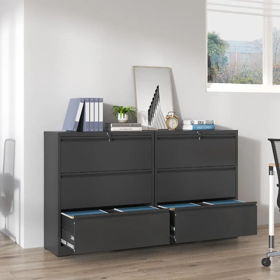 Lateral Metal File Cabinets 3 Drawer, Locking Filing Cabinet