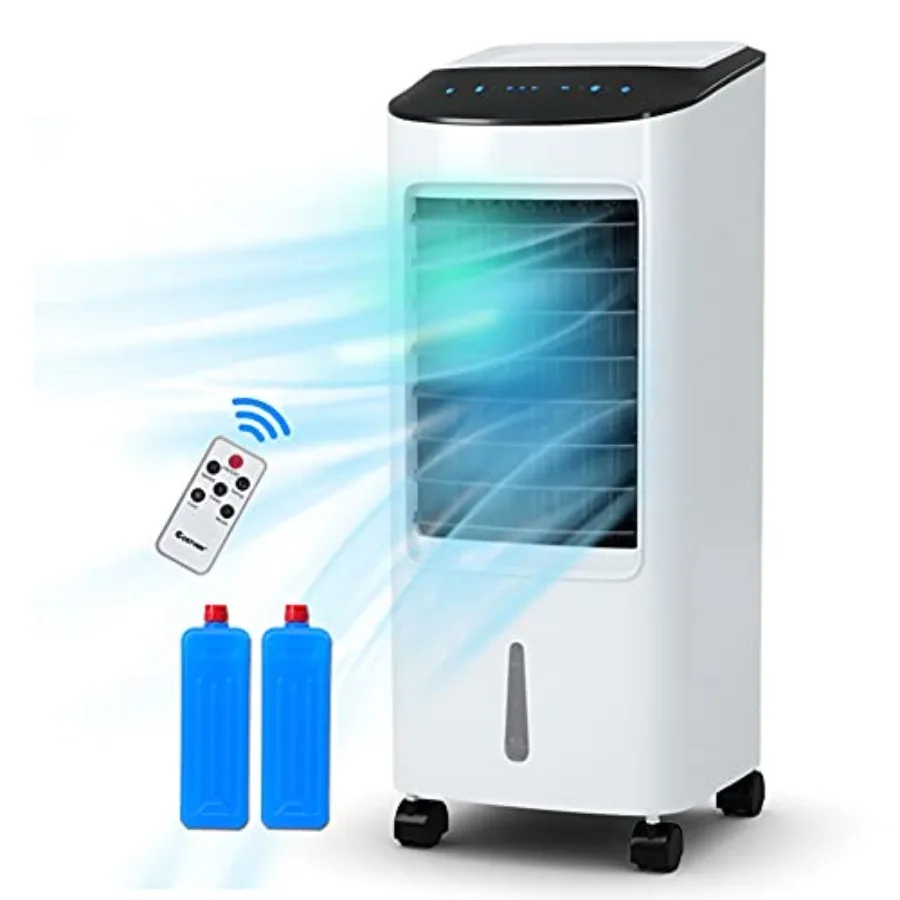 

3IN1 Evaporative Cooler 29 Portable Cooling Fan with Humidifier Remote Control 2 Ice Packs 1.8 Gallon Water Tank 70 Oscillating