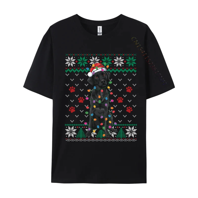 Black Labrador Christmas Ugly Sweater Dog Lover Xmas Pajama T-Shirt Graphic Tee Shirt Male Vintage Cotton Tops Tees Oversized