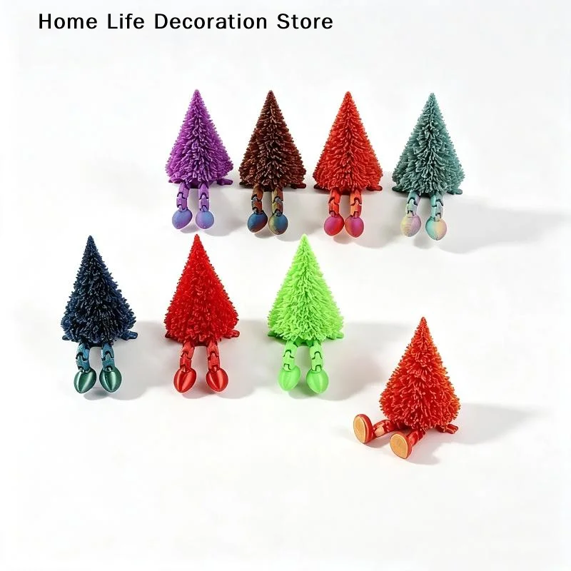 【H】3D Printed Christmas Tree Figurine Eco Friendly Movable Joints Multiple Colors Perfect For Xmas Home Decor Holiday Gifts