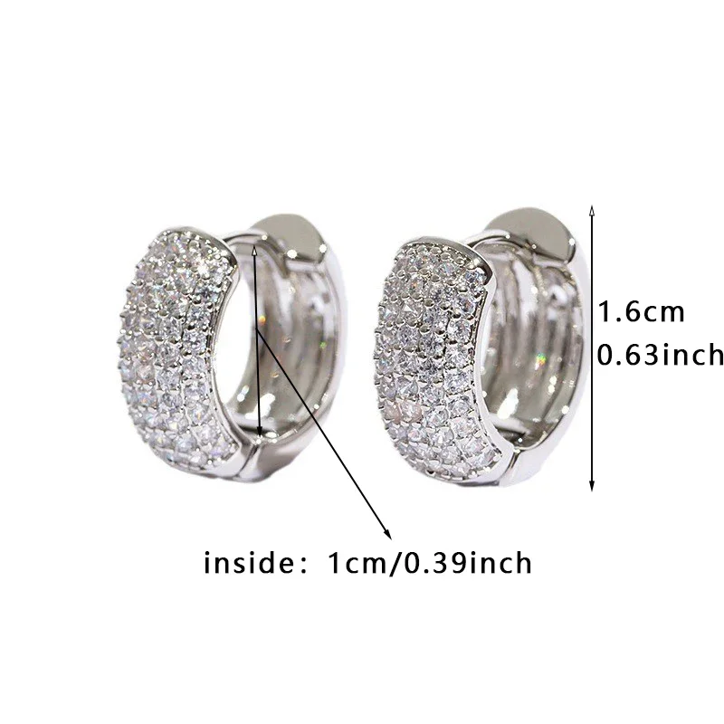 Creative Minimalist Exquisite Zircon Hoop Earrings For Men Fashionable Luxury Gold Color Women Earrings Mujer Originales Jewelry