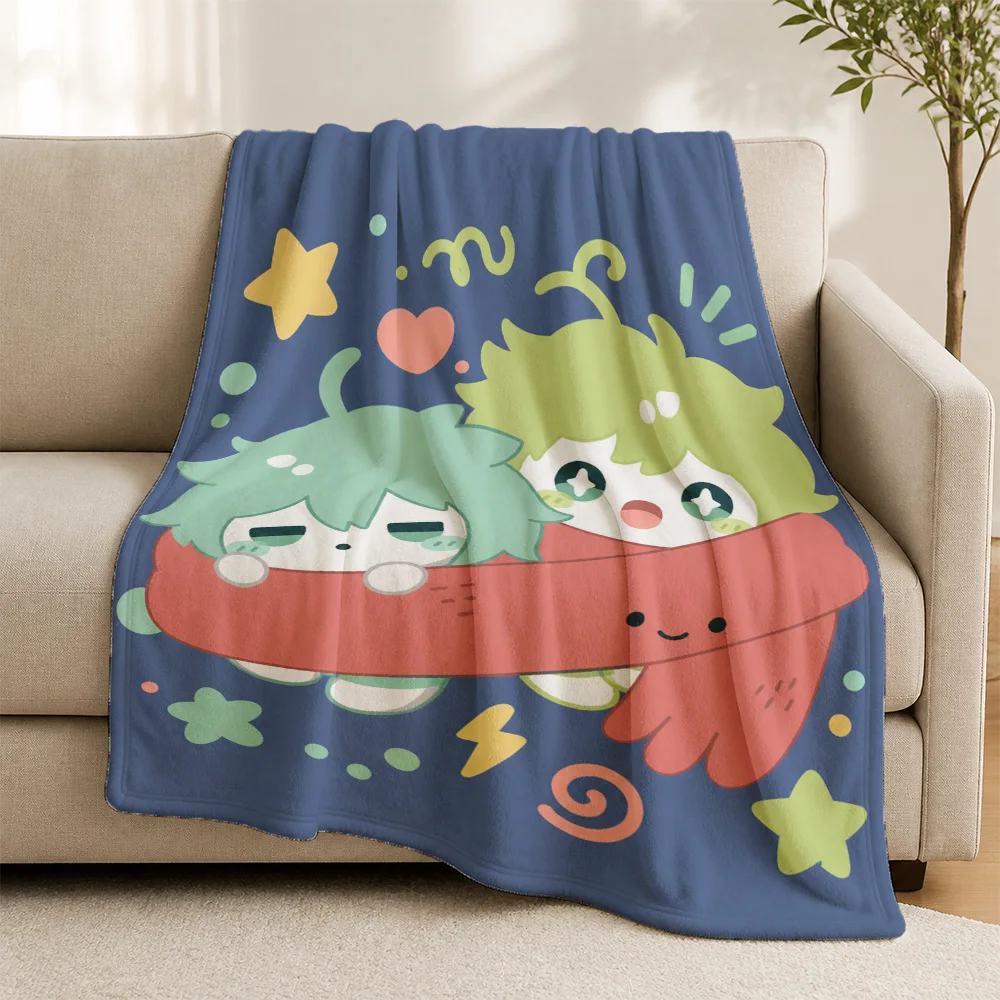 Ultra Soft Plush Anime Character Throw Blanket Cozy Fleece Throw for Sofa Living Room Home Decor Kawaii Cartoon Couple Knit Gift