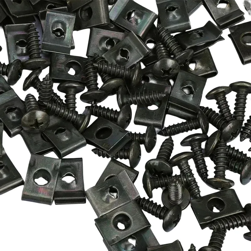 LSY Self Tapping Screws Metal Fastener Clip for Car Motorcycle U-Type Clip with Screw Anti-rust Protection Clip Screw Iron Sheet