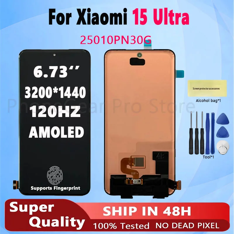 6.73‘’ Orig 120HZ AMOLED For Xiaomi 15 Ultra 25010PN30G LCD Display Touch Screen Digitizer For Mi 15Ultra LCD Display Replace