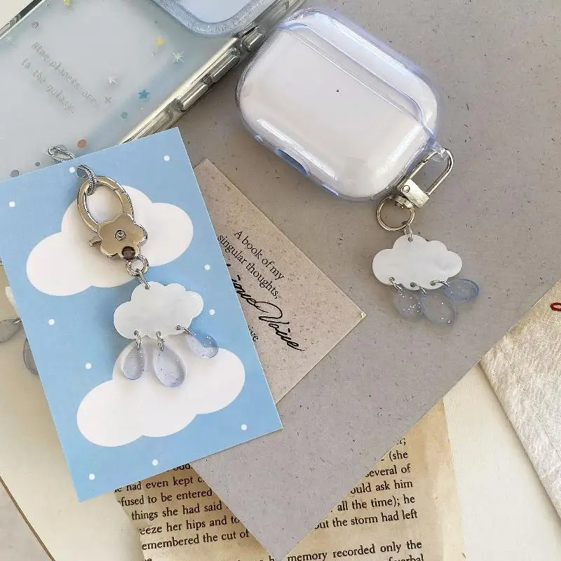 Niedlicher Wolken-Regentropfen-Schlüsselanhänger, INS-Regentropfen-Charms, Handyband-Anhänger, Schlüsselring, Handy-Lanyard für Tasche, Handy-Dekoration – Detail 6
