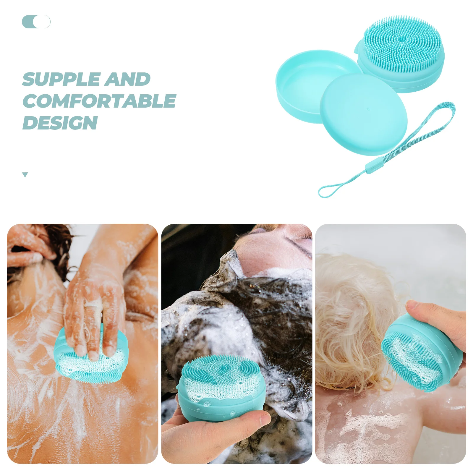 

Silicone Bath Brush Skin Friendly Shower Exfoliating Body Scrubber Portable Soap Box Hanging Bathing Scrubber for Adults