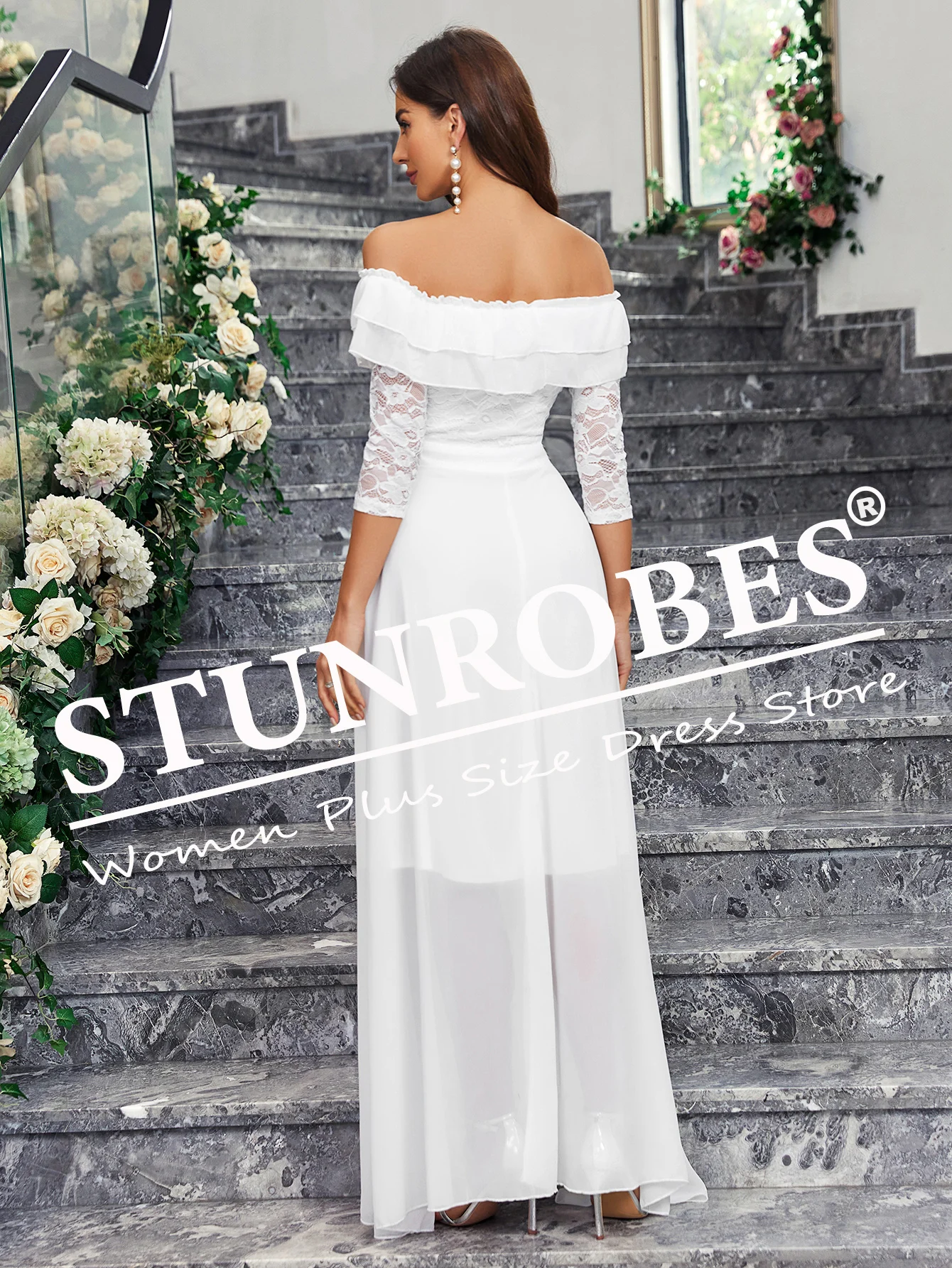 Elegant A Line Tulle Wedding Dresses For Women Bride V-Neck Lace Appliques Bridal Gowns Ball Sexy Off Shoulder Vestido De Novia