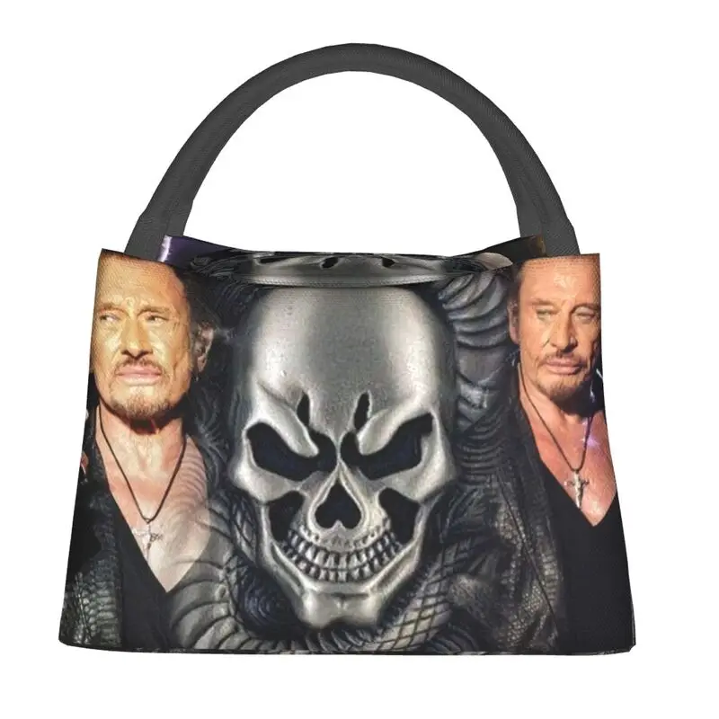 Johnny Hallyday Skull Resuable Lunch Boxes for Women Multifunction Heavy Metal Rock French Singer Cooler Thermal Food Lunch Bag