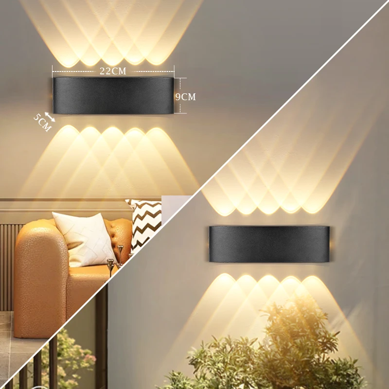 Lámpara de fachada, luz LED de pared impermeable IP65, iluminación para jardín y porche, aplique de pared de aluminio, decoración Exterior, lámpara de pared para patio