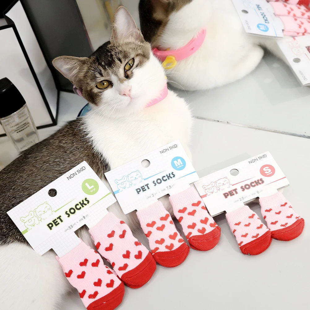 

16 Pcs/8 Pet Non-slip Socks Warm Cotton Supplies Footwear Winter Covers
