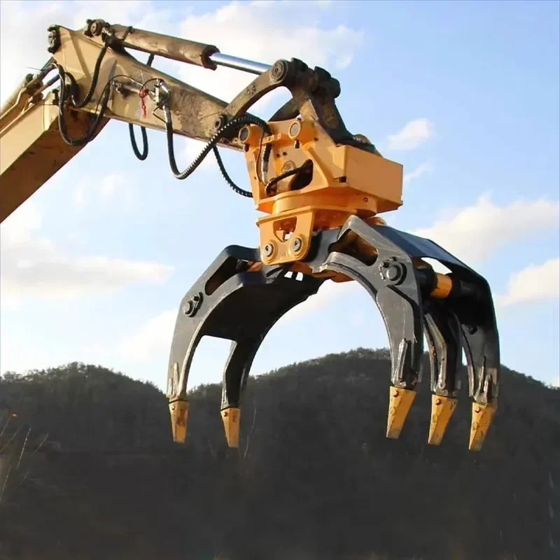 Hydraulic Rotating Forestry Machine Wood Log Grapple Crane Wood Chipper Grapple Factory Price