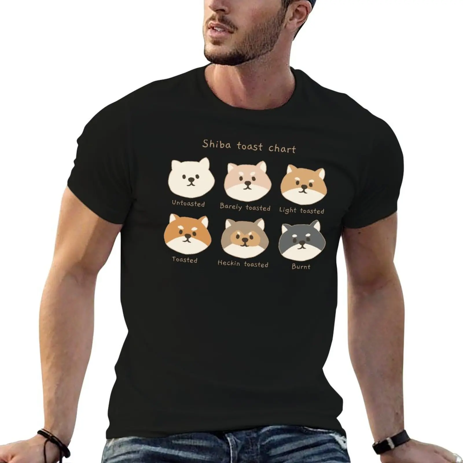 Shiba Inu Toast Chart T-Shirt Work Basic Short Sleeve Top