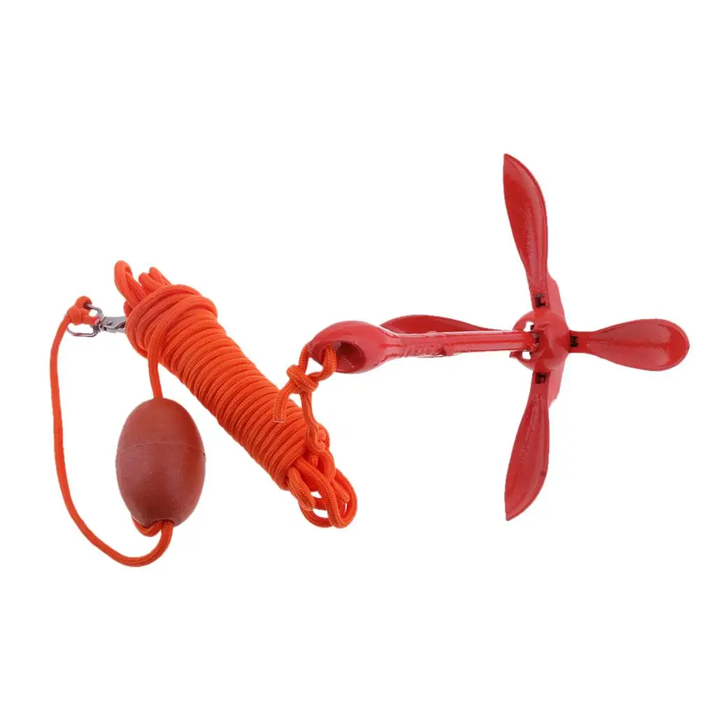 Red Portable Small Folding Anchor Kit for Pound Kayak Boat Canoe