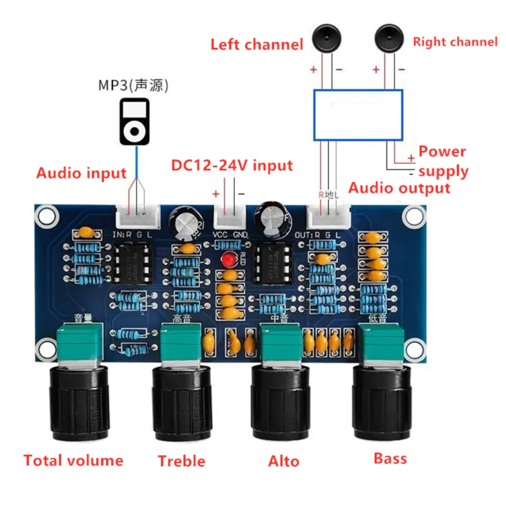 XH-A901 NE5532 Tone Board preamp Pre-amp With treble bass volume adjustment pre-amplifier Tone Controller For amplifier Board