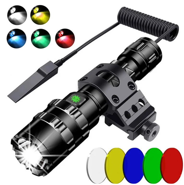 

LED Tactical Hunting Torch Flashlight L2 18650 Aluminum Waterproof Outdoor Lighting with Mount +Switch USB Rechargeable Lamp