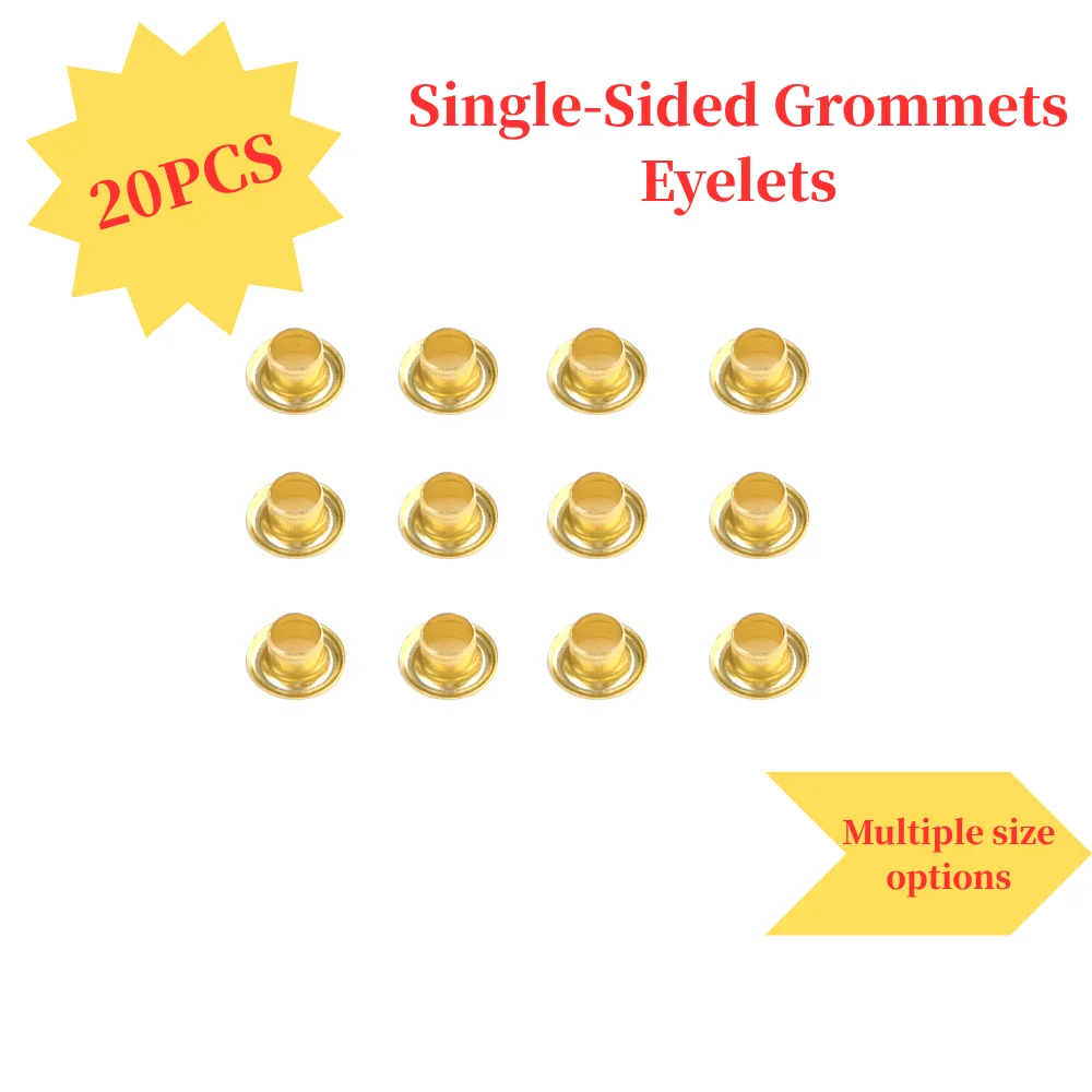 

20pcs Single-Sided Grommets Eyelets for Clothing | Metal Punch Hole Rings for DIY Garment, Shoes, Bags, Leather Crafts