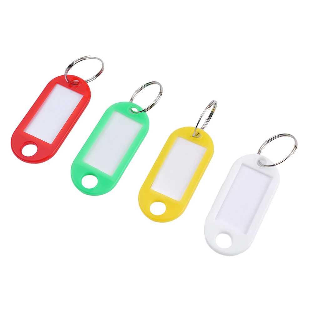 10 Pieces  Plastic Keychain Key Ring Holder ID Tags Label Name Crad Language Fob Split Ring Baggage Luggage Labels In Stock