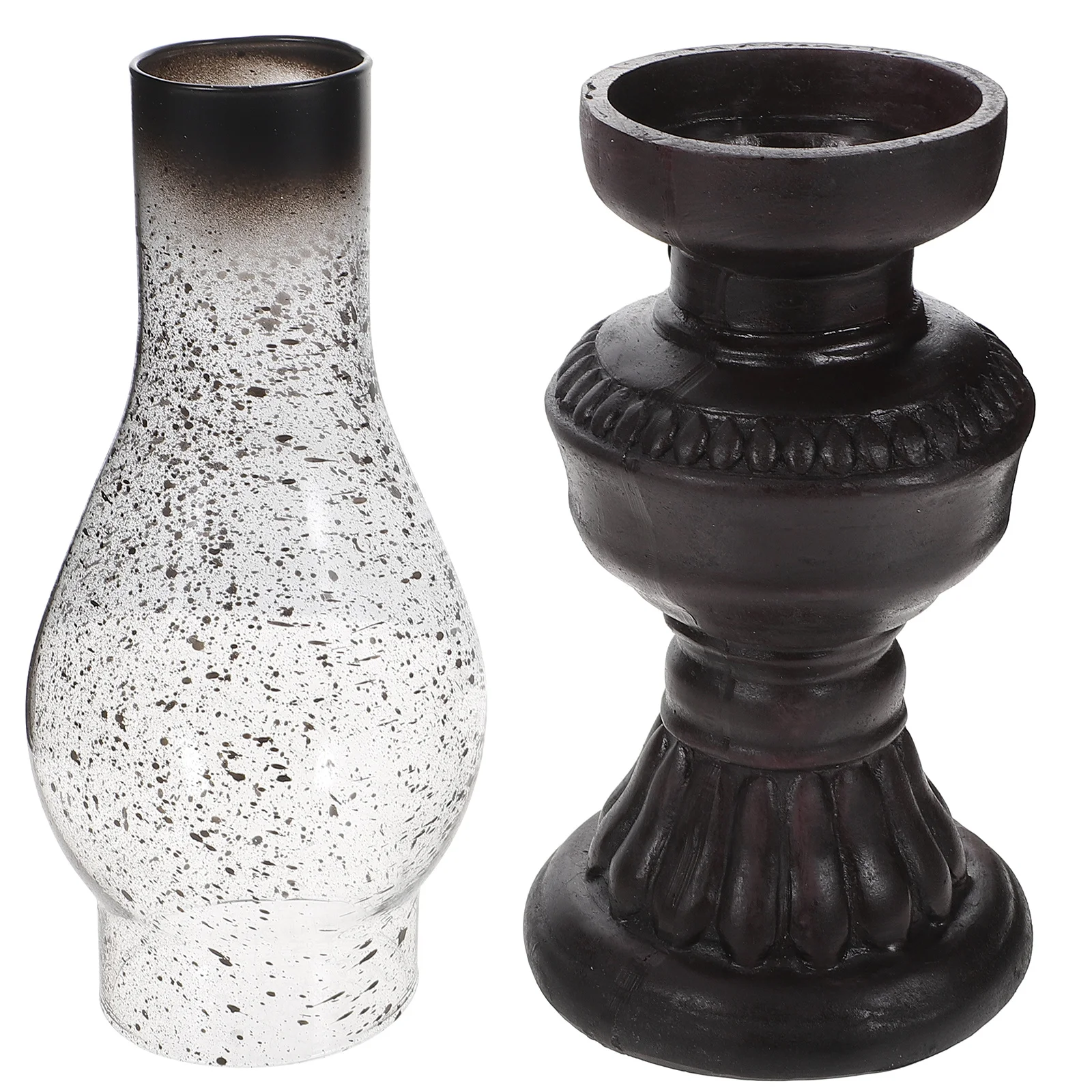 

1Set Lamp Shaped Holder Vintage Style Iron Glass Stand for Home Decor Desktop Party Wedding Decoration