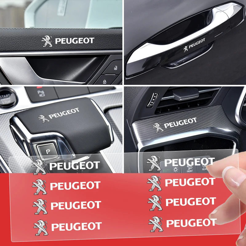 Pegatinas aleatorias para Interior de coche, emblema para volante, estilo para Peugeot 308, 408, 508, RCZ, 208, 3008, 2008, 206, 207, 307, 2/5/10 piezas