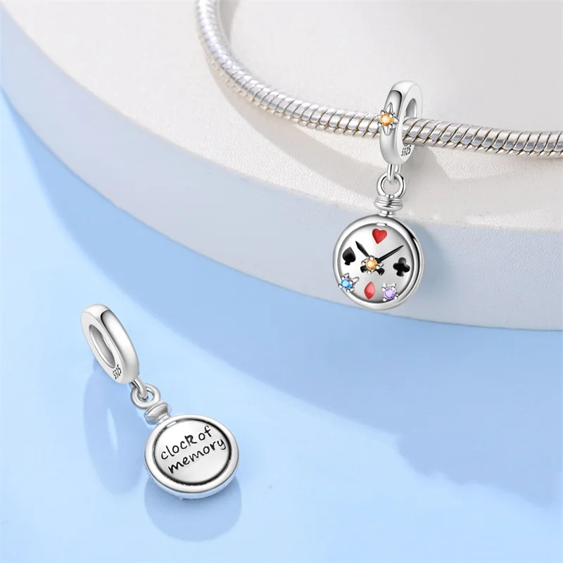 

925 Sterling Silver Fairy Tale Clock Charms Pendant For Women Fit Original Bracelet DIY Birthday Party Jewelry Gifts