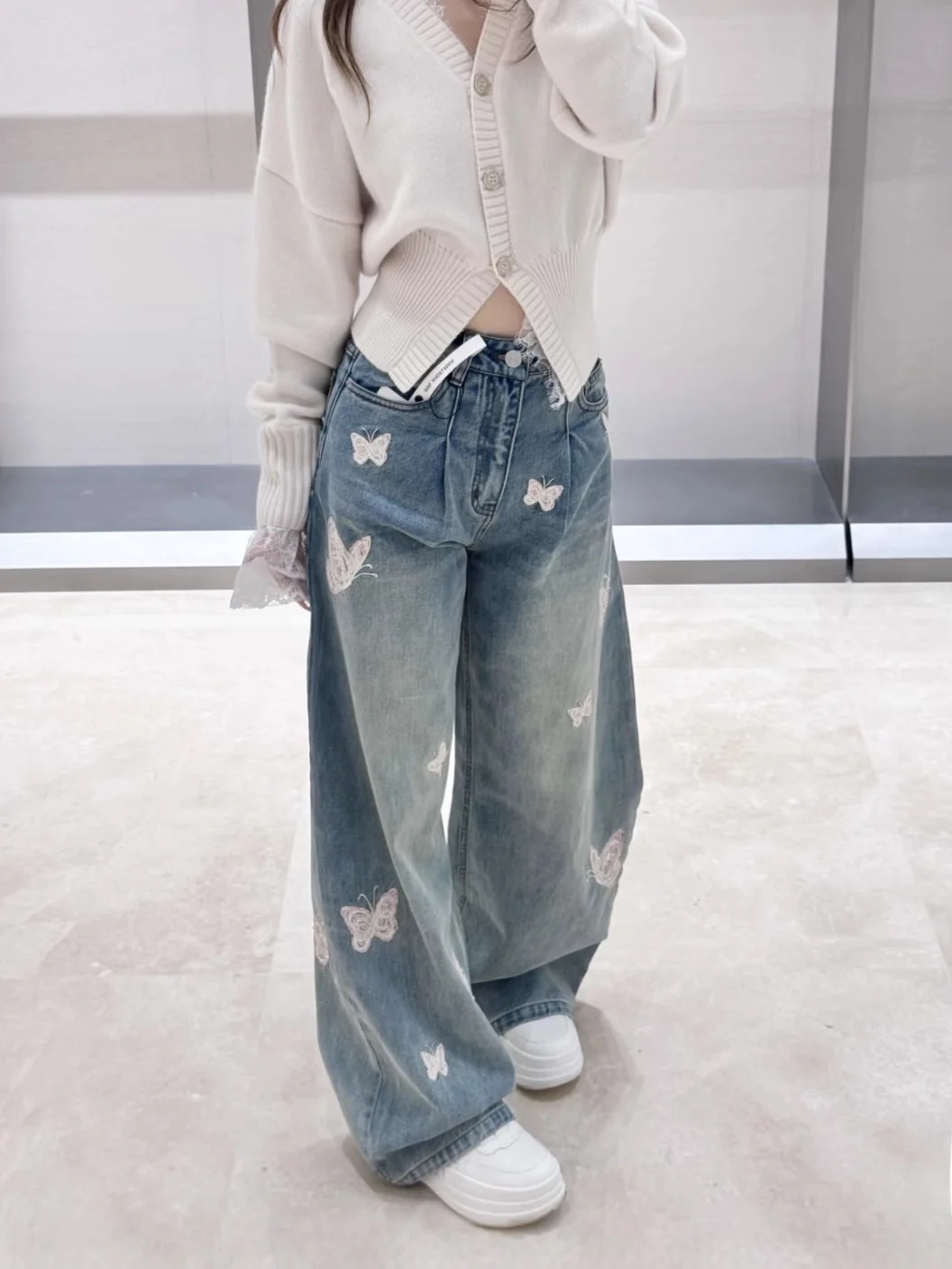 

Джинсы женские свободного кроя с вышивкой ручной работы, 3D-эффектом, широкими штанинами и прямым силуэтом, повседневные, с высокой талией, в стиле ретро