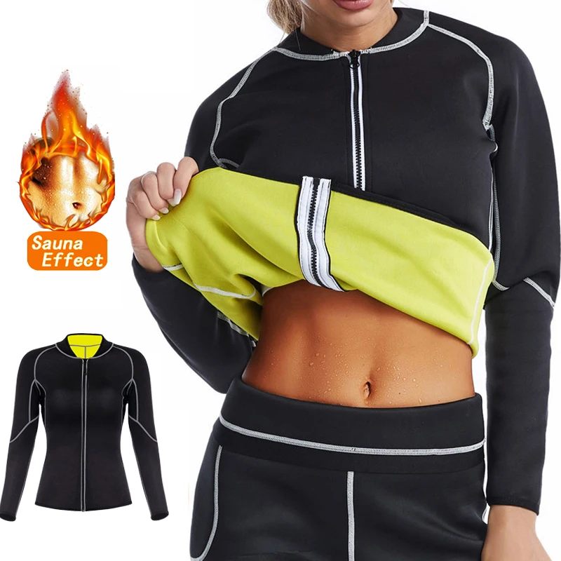 Sauna topy wyszczuplające neoprenowe dresy termiczne damskie koszule z rękawami utrata masy ciała urządzenie do modelowania sylwetki gorset modelujący talię bielizna modelująca