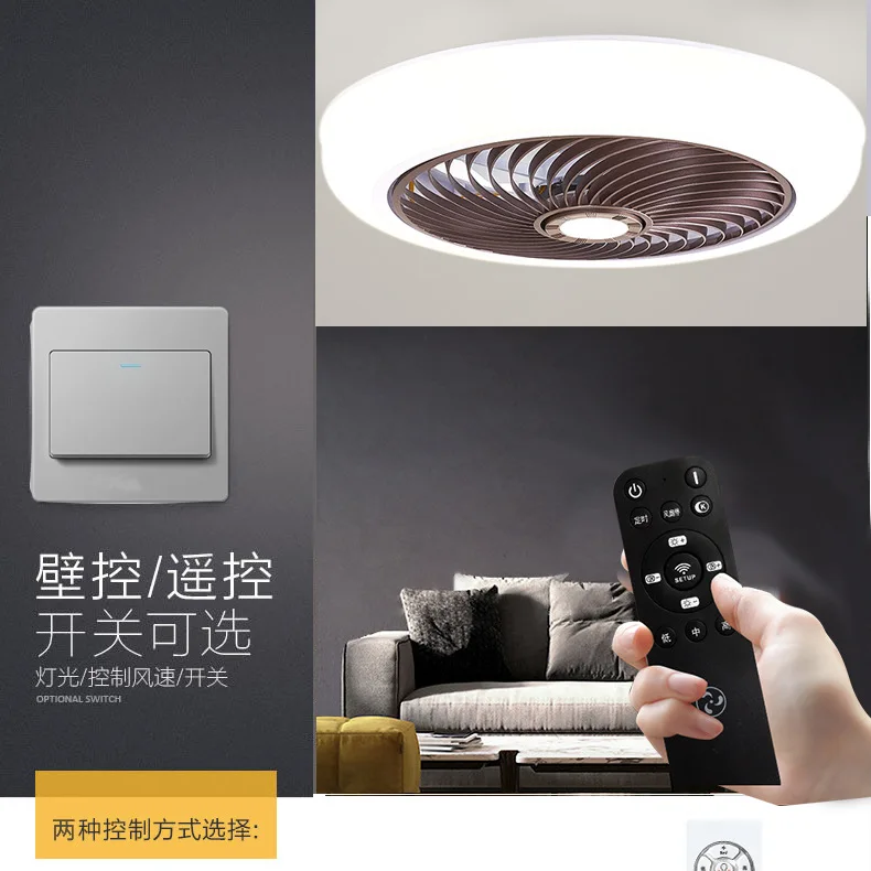 Smart Ceiling Fan Fans With Lights Remote Control Bedroom Decor Ventilator Lamp 46-52cm Air Invisible Blades Retractable Silent