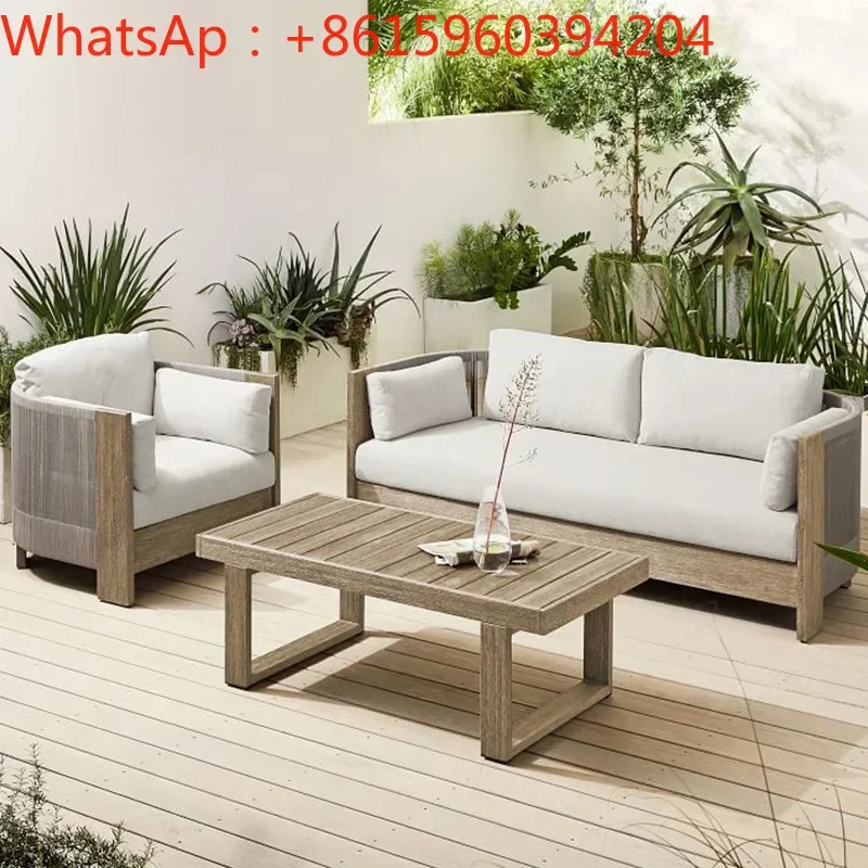 

2023 Modernist Design Outdoor Sofa Garden Sofa The Low-slung Seats And Broad Planks Weathered Solid Wood Teak Lounge Chair