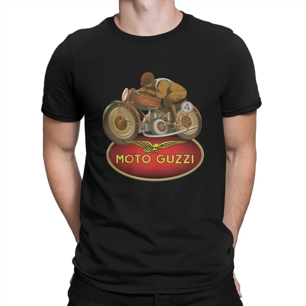 Moto Guzzi Bruno Ruffo 1920 Men T Shirts Motorcycle Racing Vintage Tee Shirt Short Sleeve Crewneck T-Shirt  Graphic Clothes 2024