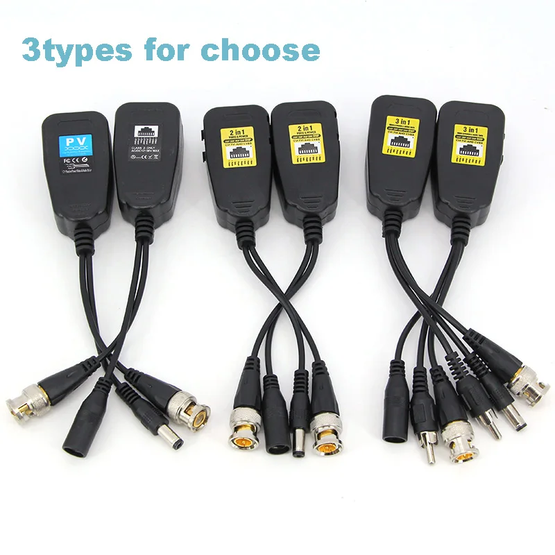 5pairs 1080P 8MP 2in1 3in1 Passive Video Balun RJ45 Transceiver Coax BNC Versorgung Power adapter Stecker Für HDTV AHD Kamera J17