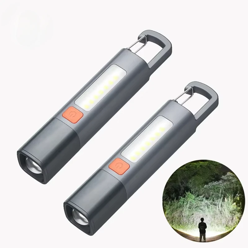 SMILING SHARK Portable Flashlight Strong Lights Variable Focus with Floodlight Side Light Mini Flashlight Lamp High Brightness