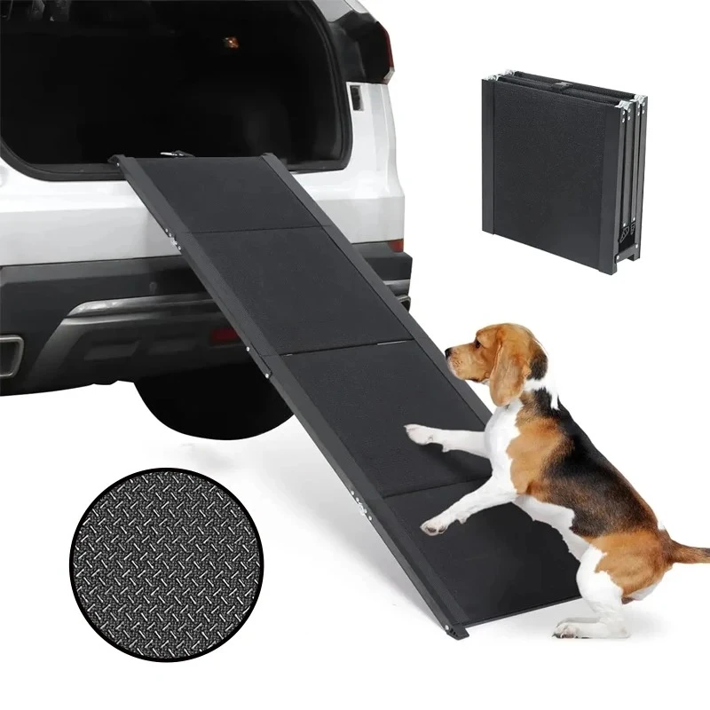 

Portable outdoor dog cart ramp with non-slip surface foldable aluminum ladder for camping and hiking