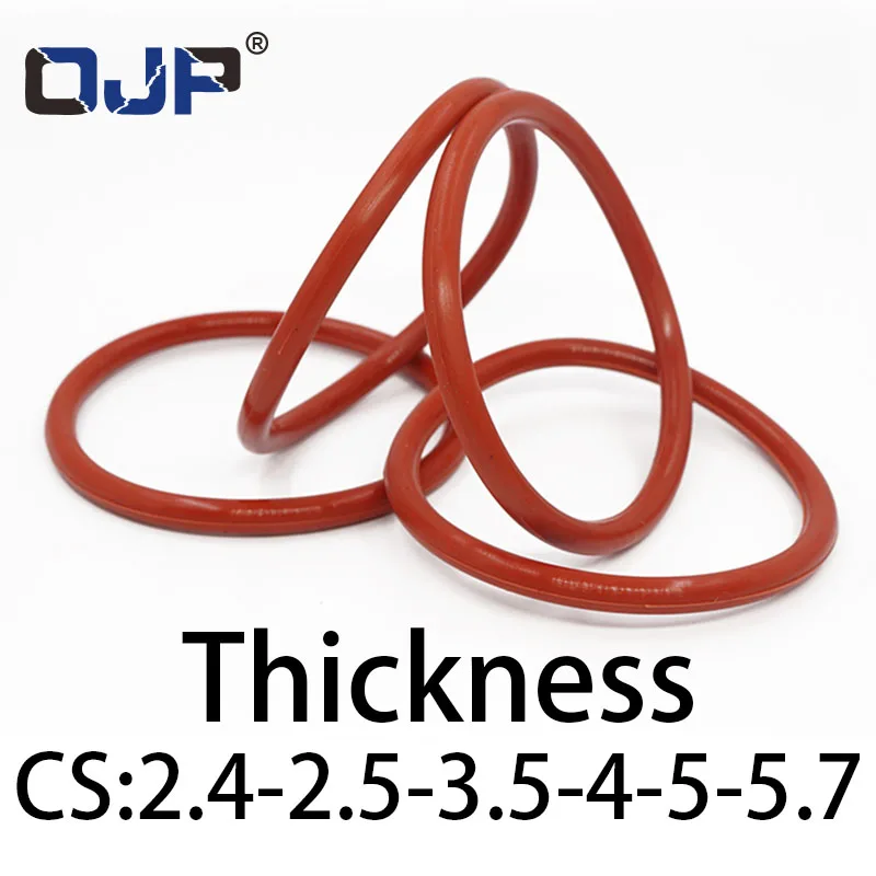 VMQ O-ring thickness 2.4/2.5/3.5/4/5/5.7mm CS silicone red temperature resistant gasket rubber complete in specifications