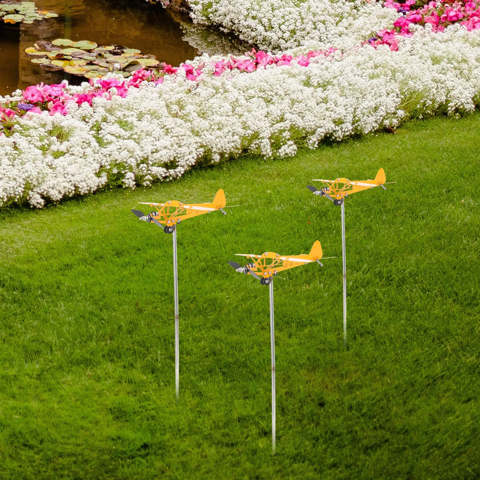 Beautiful Generous Iron Airplane Windmill Outdoor Wind Spinner Garden Decoration Airplane Weather Vane Metal Wind Turbine