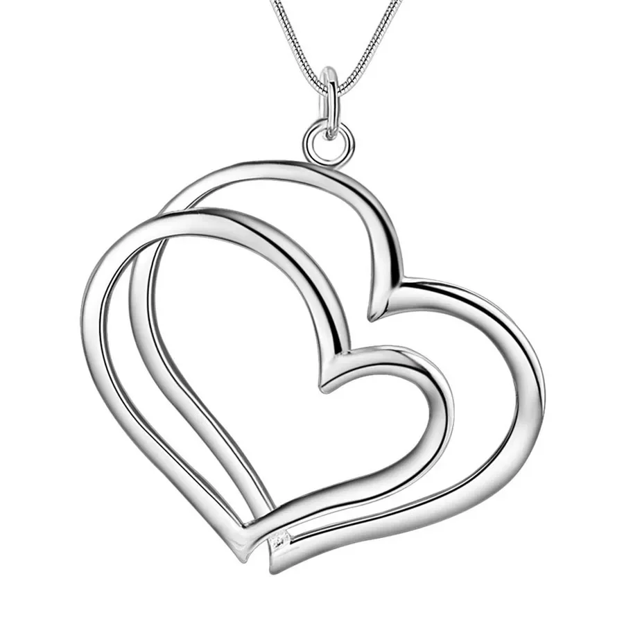 

Wholesale Free Shipping Romantic Fashion 925 Sterling Silver Jewelry Charm Women Noble Heart Pendant Necklace Kinsle