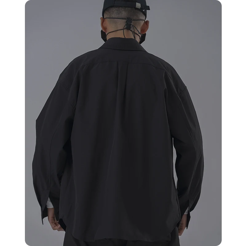 Koszula Unisex główna ulica 3D kieszeń koszula z długim rękawem kurtka męska odzież Harajuku Streetwear styl japoński płaszcz