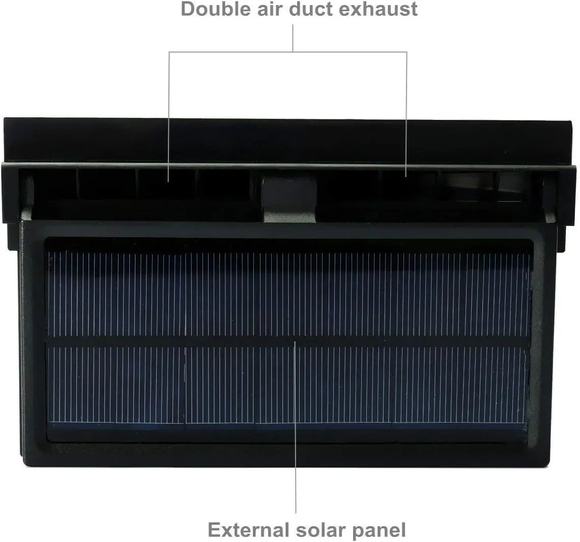 Solar Powered Car Ventilation Fan Efficient Airflow System for Cars, SUVs, Trucks, Freshen New Car Smell