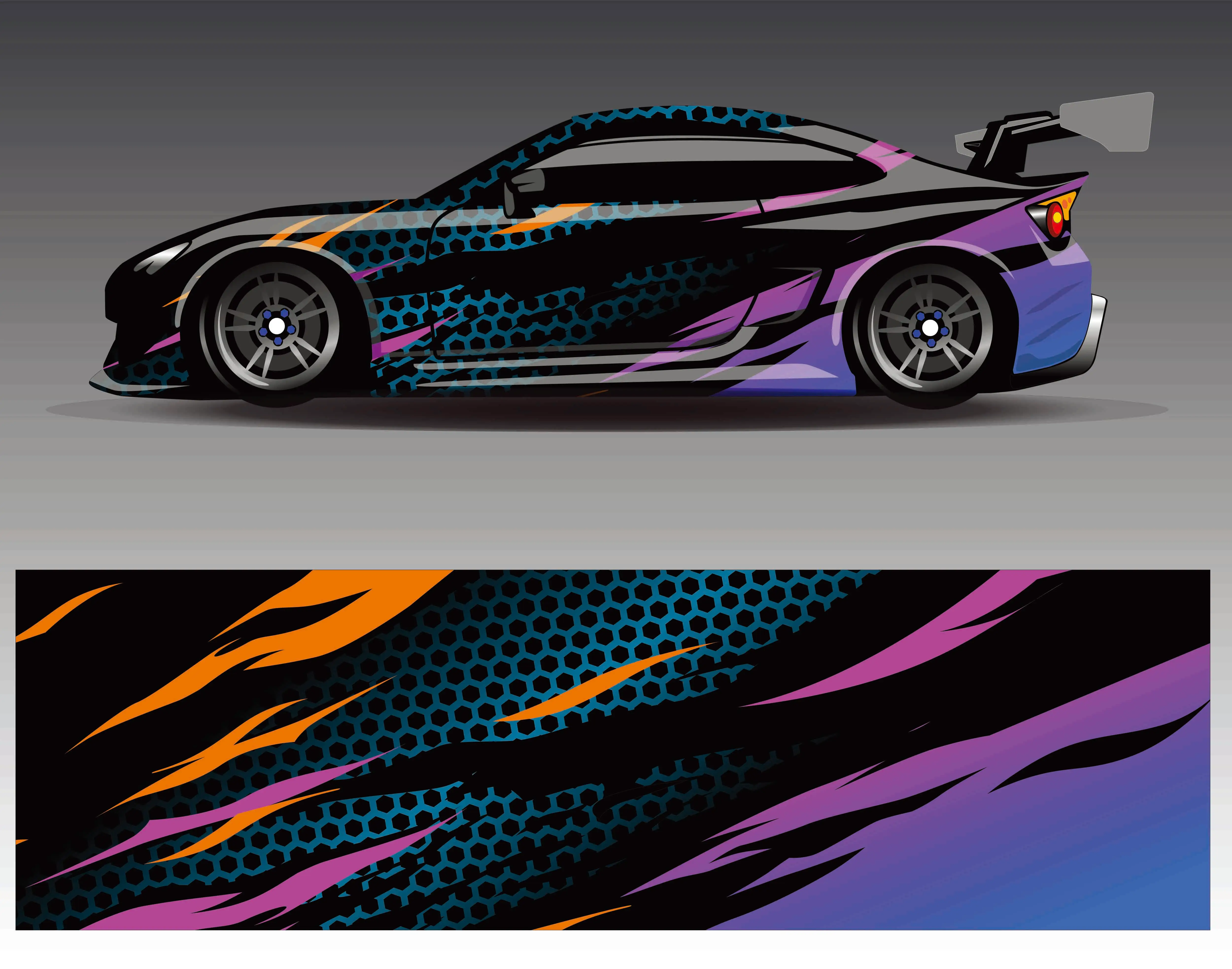 

Geometric Flame Pattern Racing Full Body Vinyl Wrap Modern Design Vector Image Auto Wrap Sticker Decorative Car Graphic Decal