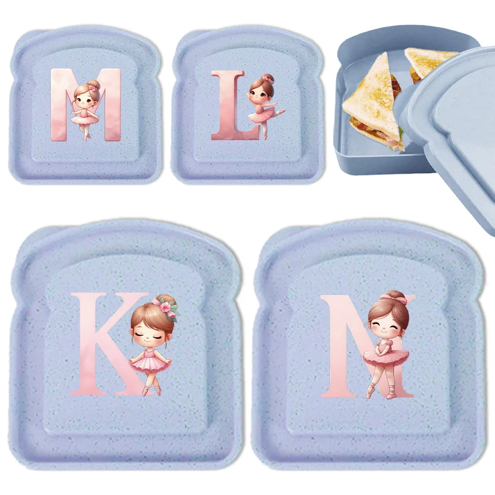 

Large Capacity Toast Shaped Lunch Box Picnic Pressure Resistant Food Container Reusable Storage Box Ballerina Girl Pattern