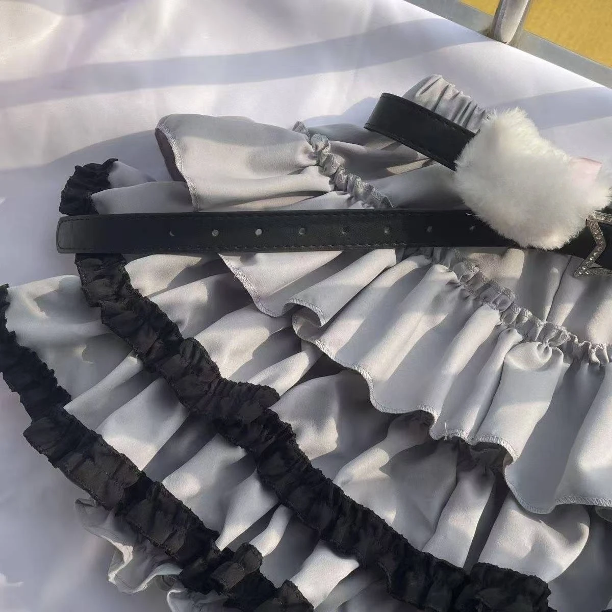 

Spicy Girl Subculture Lace Fluffy Skirt Japanese Lolita Y2k Mini Skirt Punk Solid Black Cake Skirt Korean Style Woman Chic