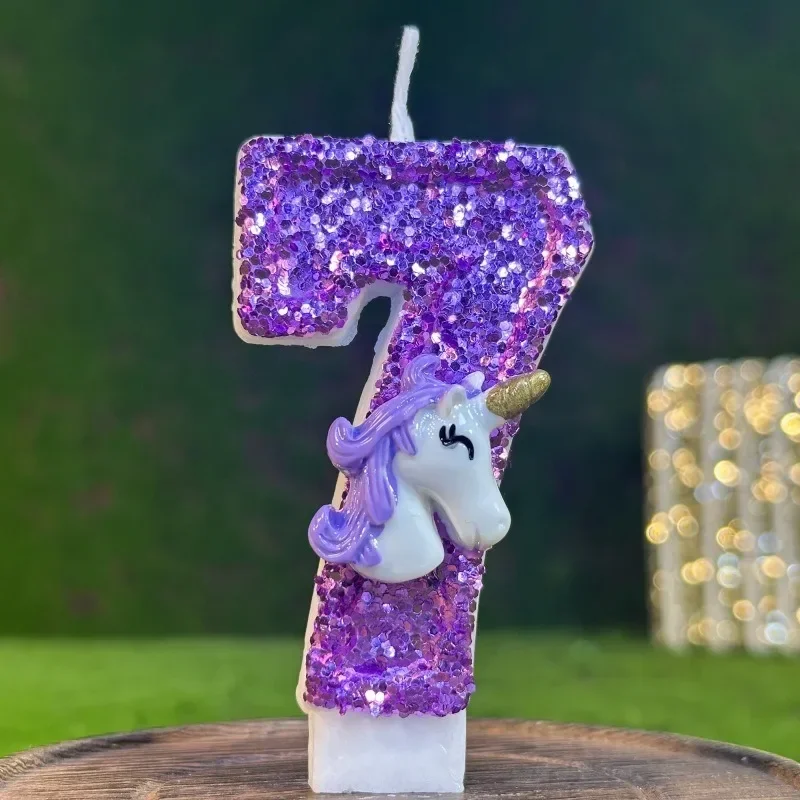 Happy Birthday Cake Decoration Digital Candles 0-9 DIY Unicorn Creative Party Cake Decoration Anniversary Commemorative Candles