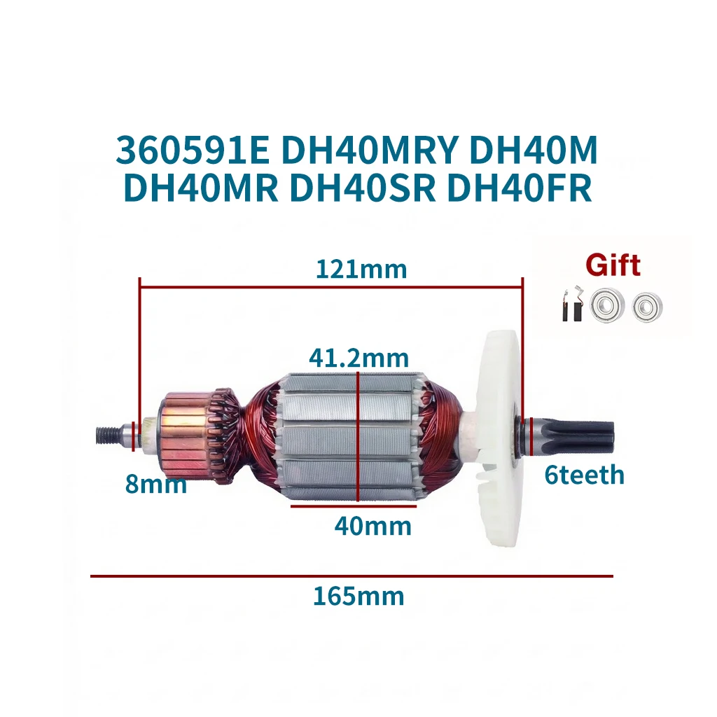 Pure Copper Armature Rotor Motor Anchor for Hitachi 360591E DH40MRY DH40M DH40MR DH40SR DH40FR Rotary Hammer Accessories